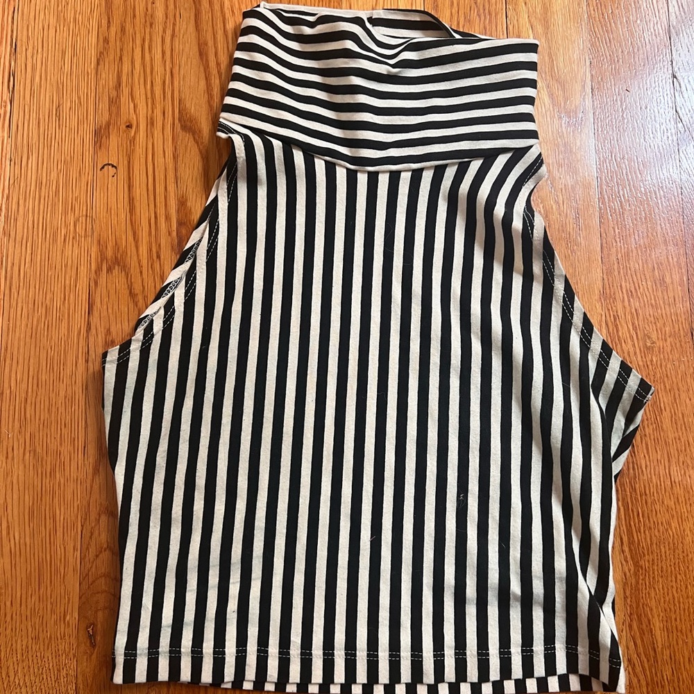 American Apparel Gray & White Striped Sleeveless Top